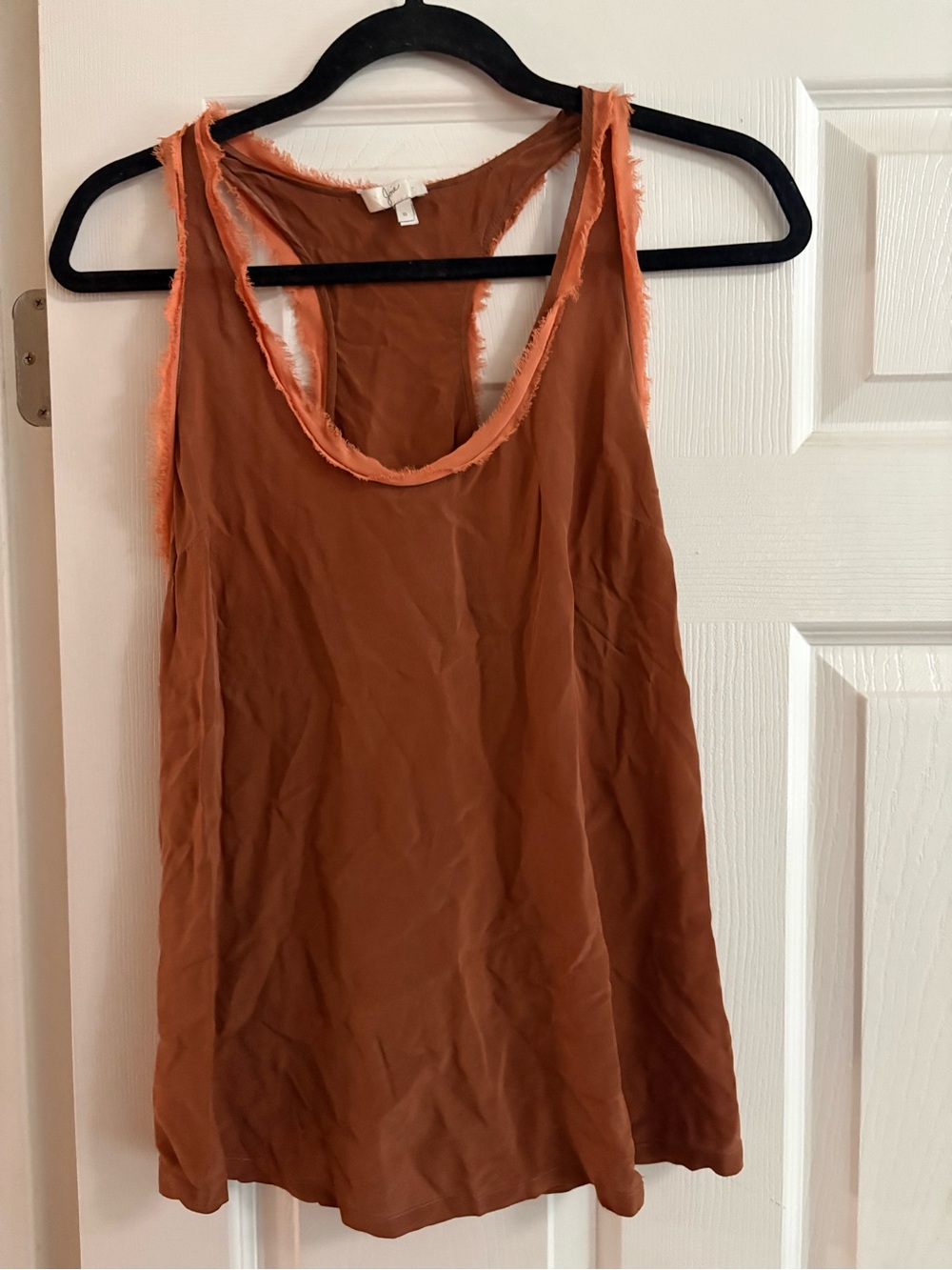 100% Silk Joie sleeveless blouse top tank top brown quiet luxury racer back S